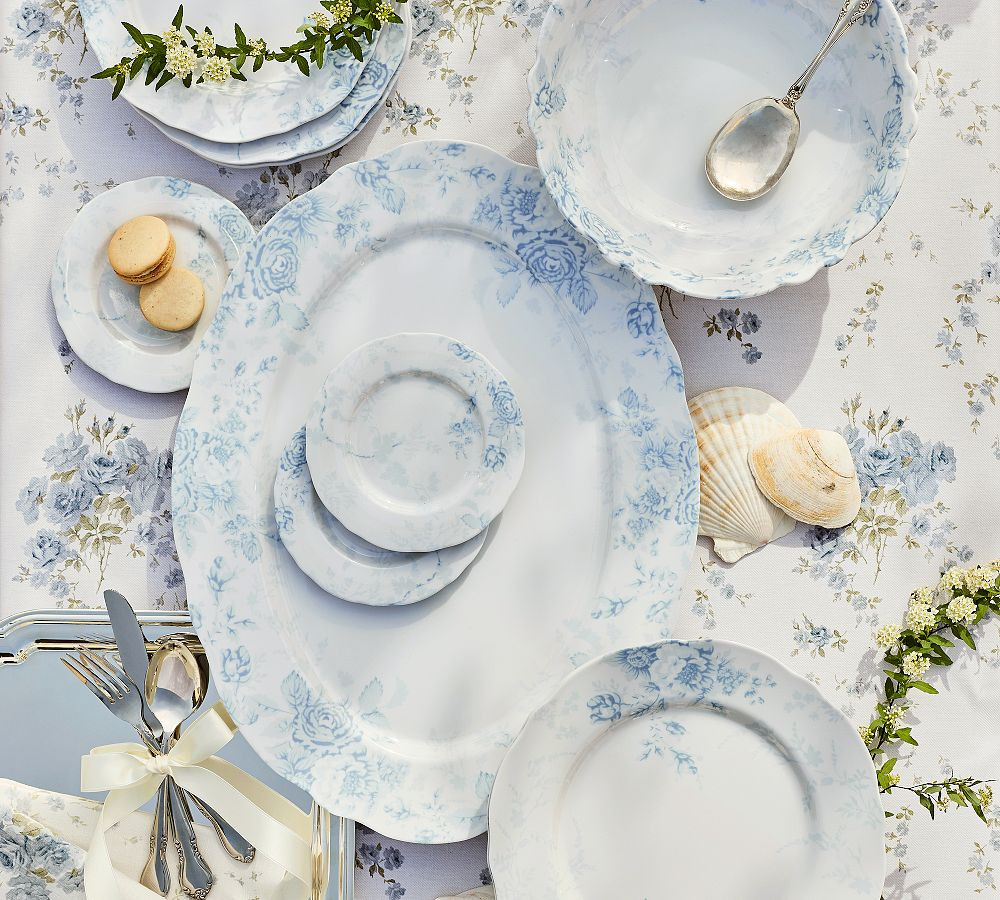 LoveShackFancy Blue Rose Melamine Dinnerware Collection | Pottery Barn (US)