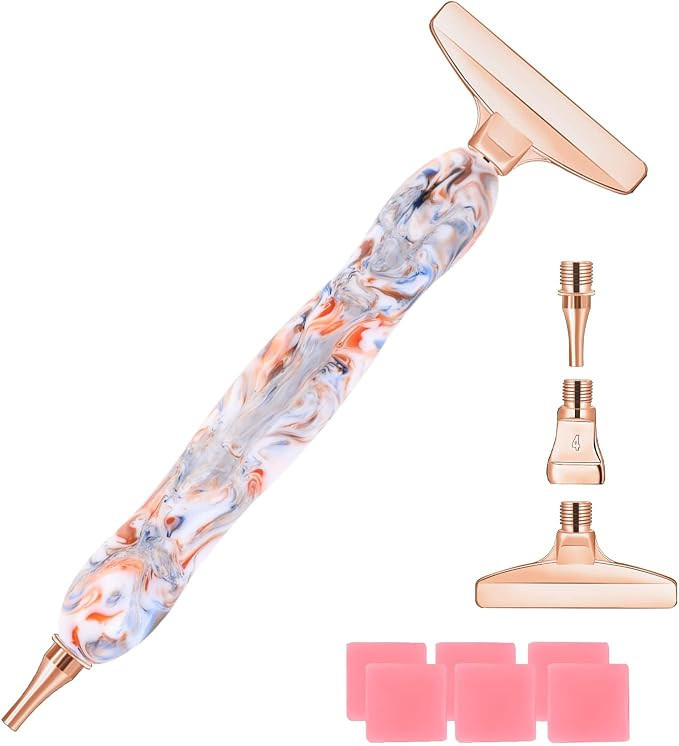 Diamond Painting Pen with Screw Thread Tips,1PCS Diamond Art Pen and 3 PCS Rose Gold Stainless St... | Amazon (US)