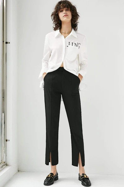 Cora Black Straight Leg Pants | J.ING