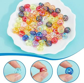 SUNNYCLUE 1 Box 100Pcs 14mm Lentil Beads Acrylic Abacus Beads Bulk Plastic Transparent Colourful ... | Amazon (US)