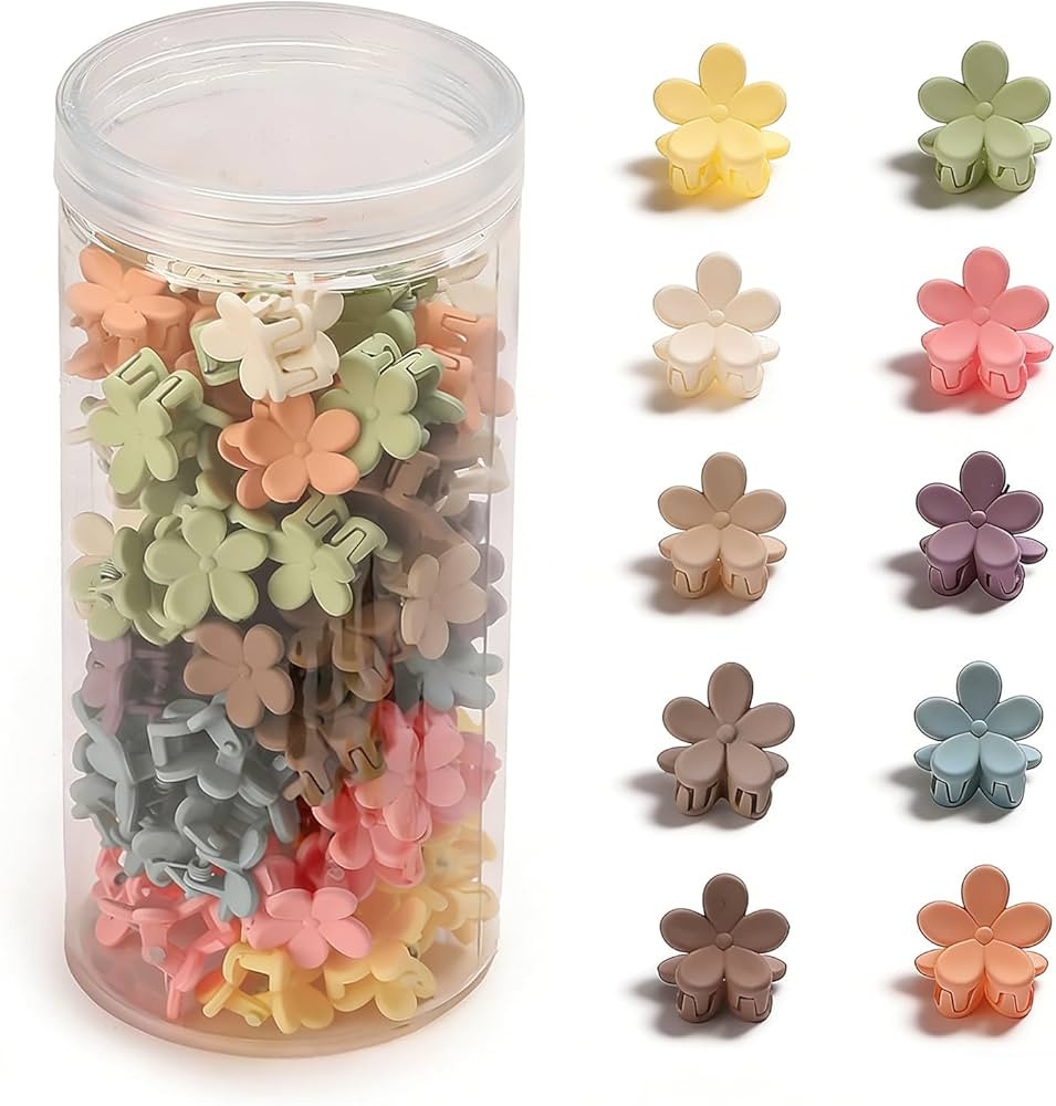 100 Pcs Mini Flower Hair Clips,Cute Mini Claw Clips Hair Pins Barrettes Colorful Toddler Small Ha... | Amazon (US)