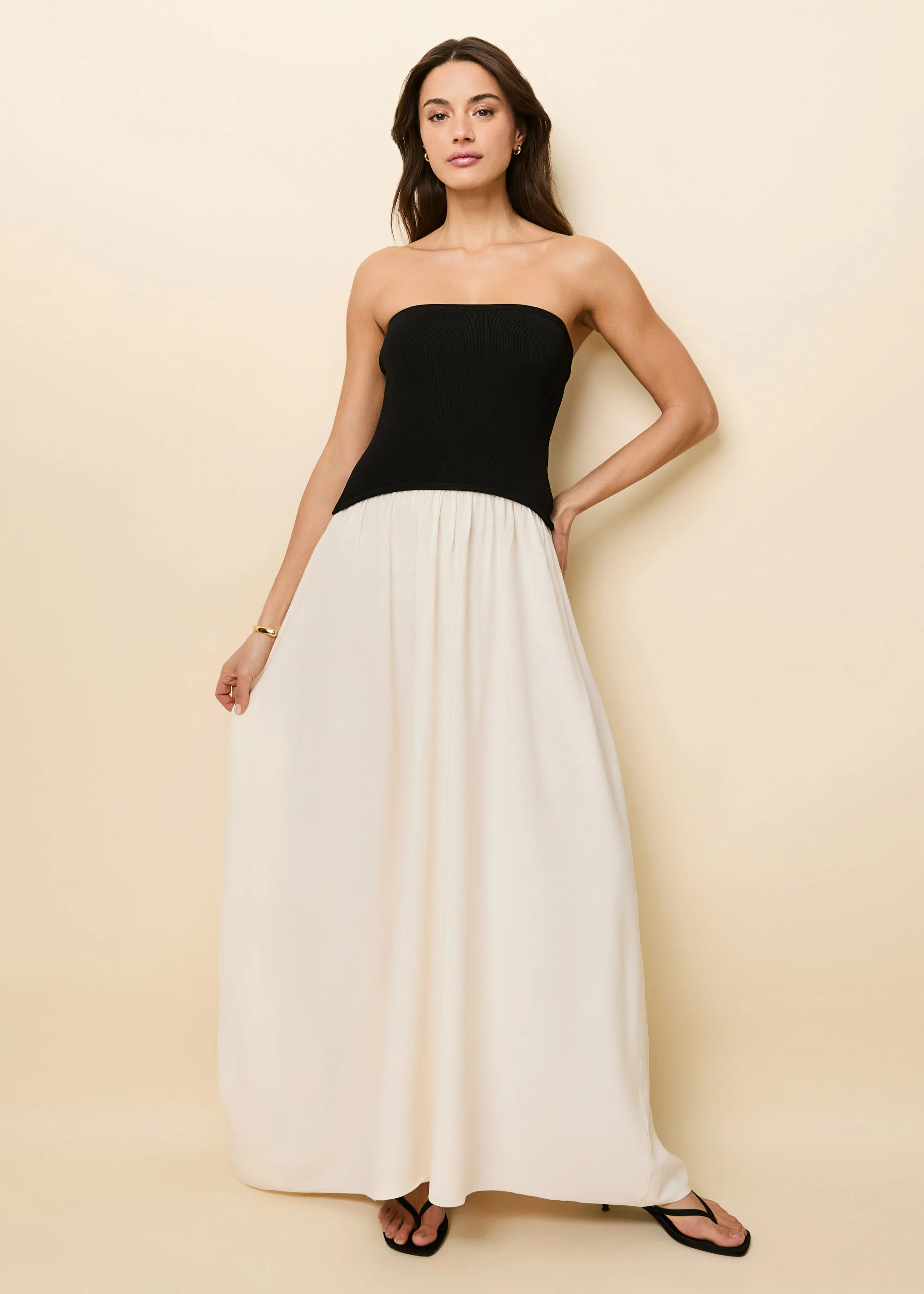 Strapless Soglio Dress Noir / Brule | Solid & Striped