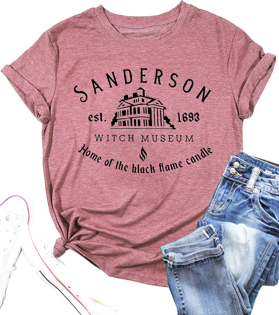 Halloween T Shirt Women Sanderson Letter Print Graphic T-Shirt Hocus Pocus Tees Tops | Amazon (US)