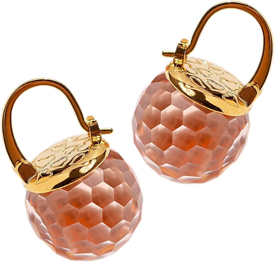 Crystal Earrings for Women, Sparkly Austrian Crystal Disco Ball Earrings, 18K Gold Plated Post Dr... | Amazon (US)