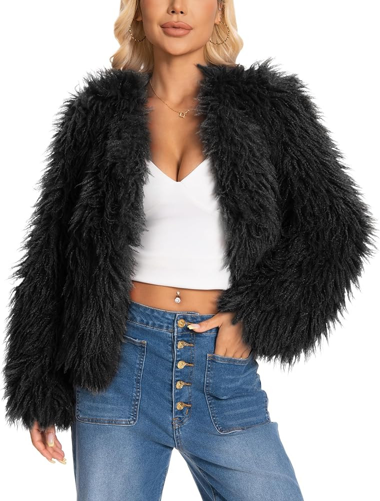 Nitzana 2026 Winter Coats for Women Trendy Faux Fur Coat Fall Fuzzy Jackets Open Front Fluffy Jac... | Amazon (US)