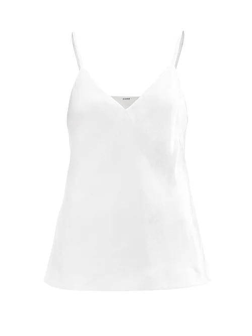 Jil Sander - V-neck Velvet Camisole - Womens - White | Matches (US)