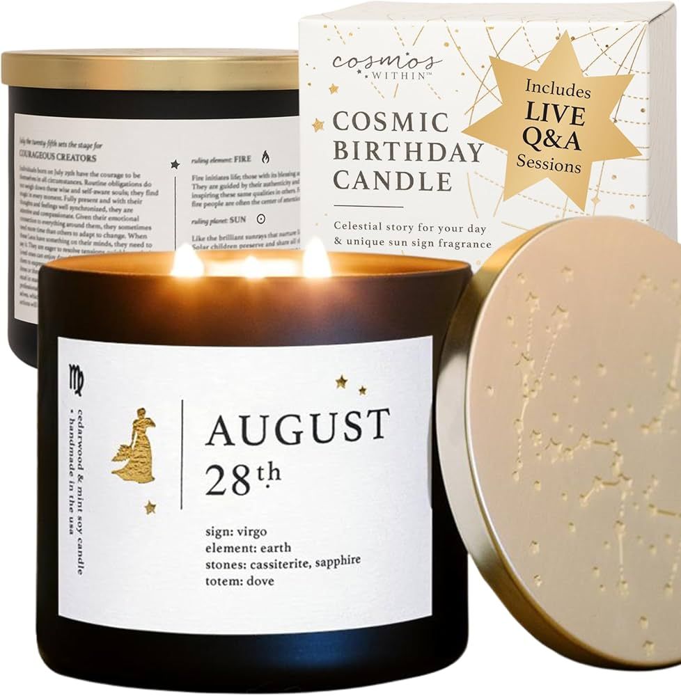 August 28th Birthdate Personalized Astrology Candle with Live Q&A | Reading for Your Birthday | H... | Amazon (US)