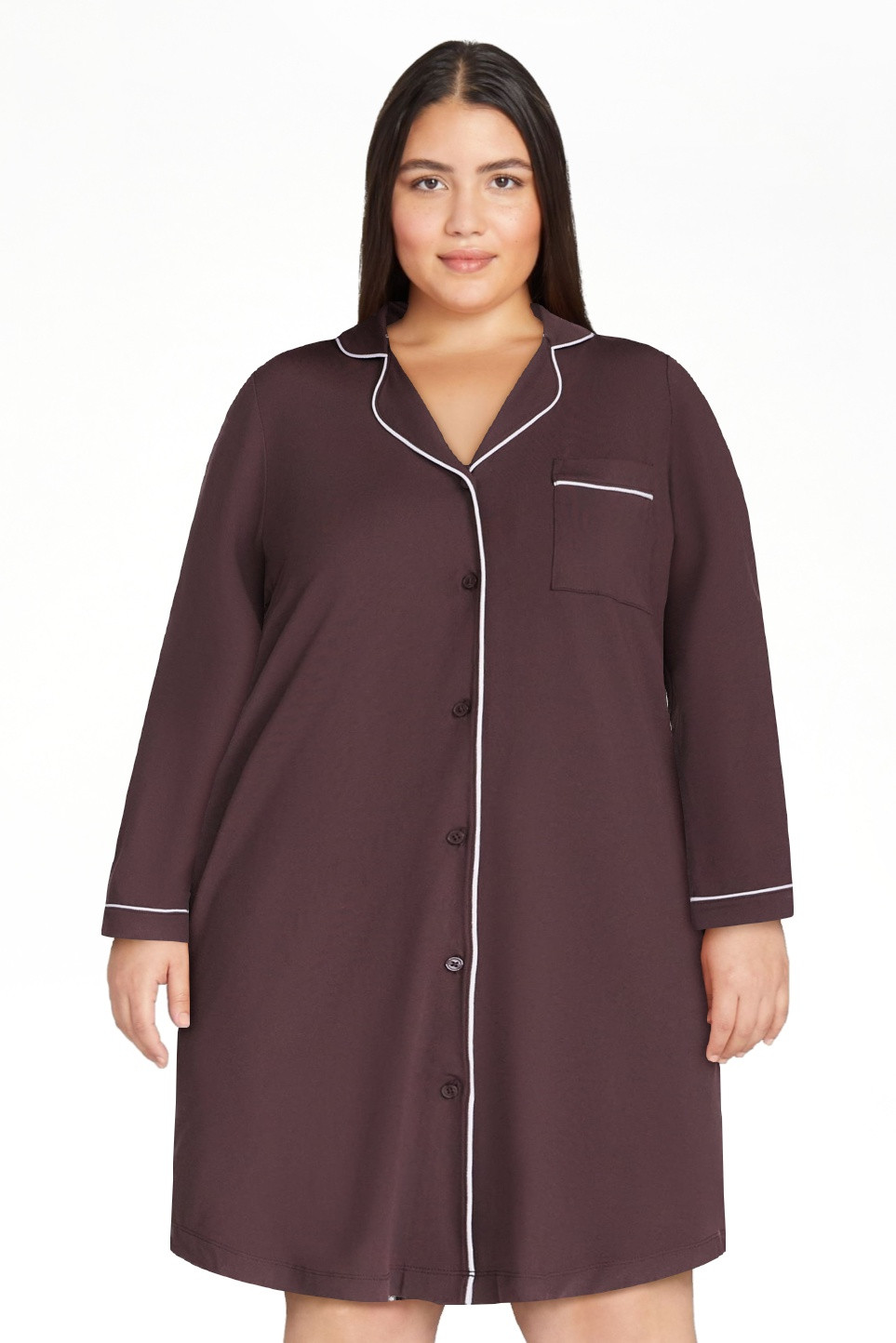 Joyspun Women's Dreamy Soft Collection Notch Collar Sleepshirt with Long Sleeves, Sizes XS-3X | Walmart (US)