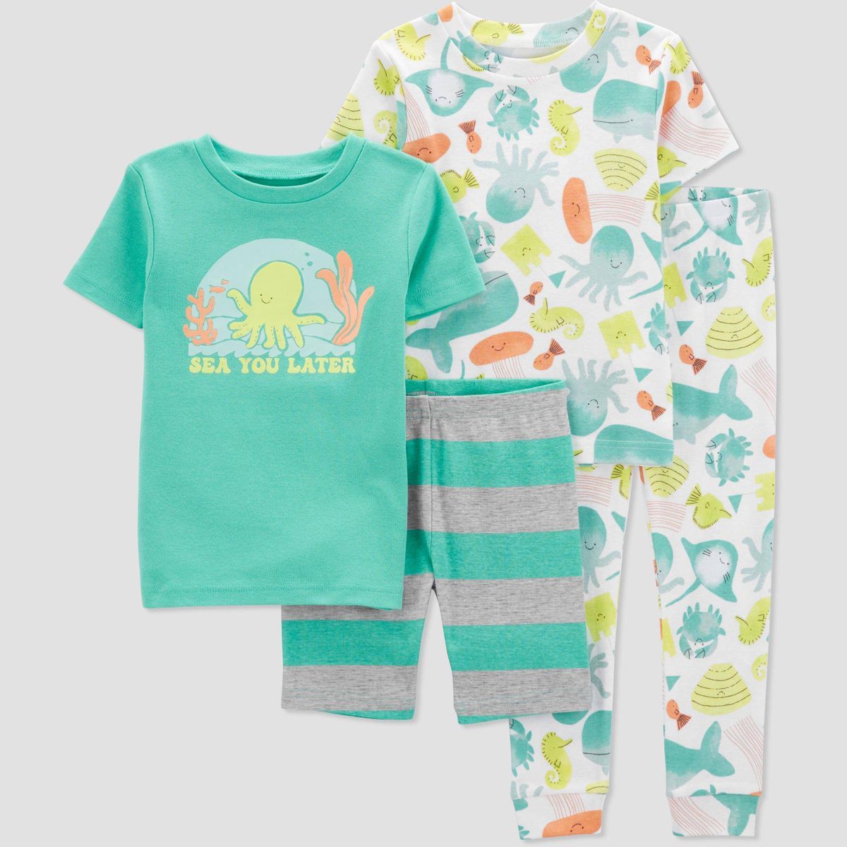 Carter's Just One You®️ Toddler Boys' 4pc "Sea You Later" Sea Creatures Pajama Set - Green/Whi... | Target