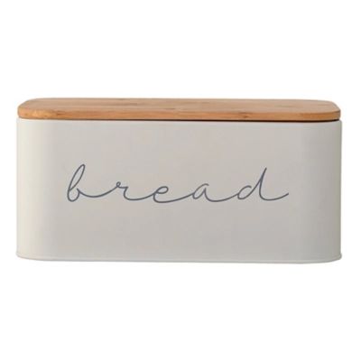 Bloomingville Metal "bread" Bin With Bamboo Lid, White | Ashley Homestore