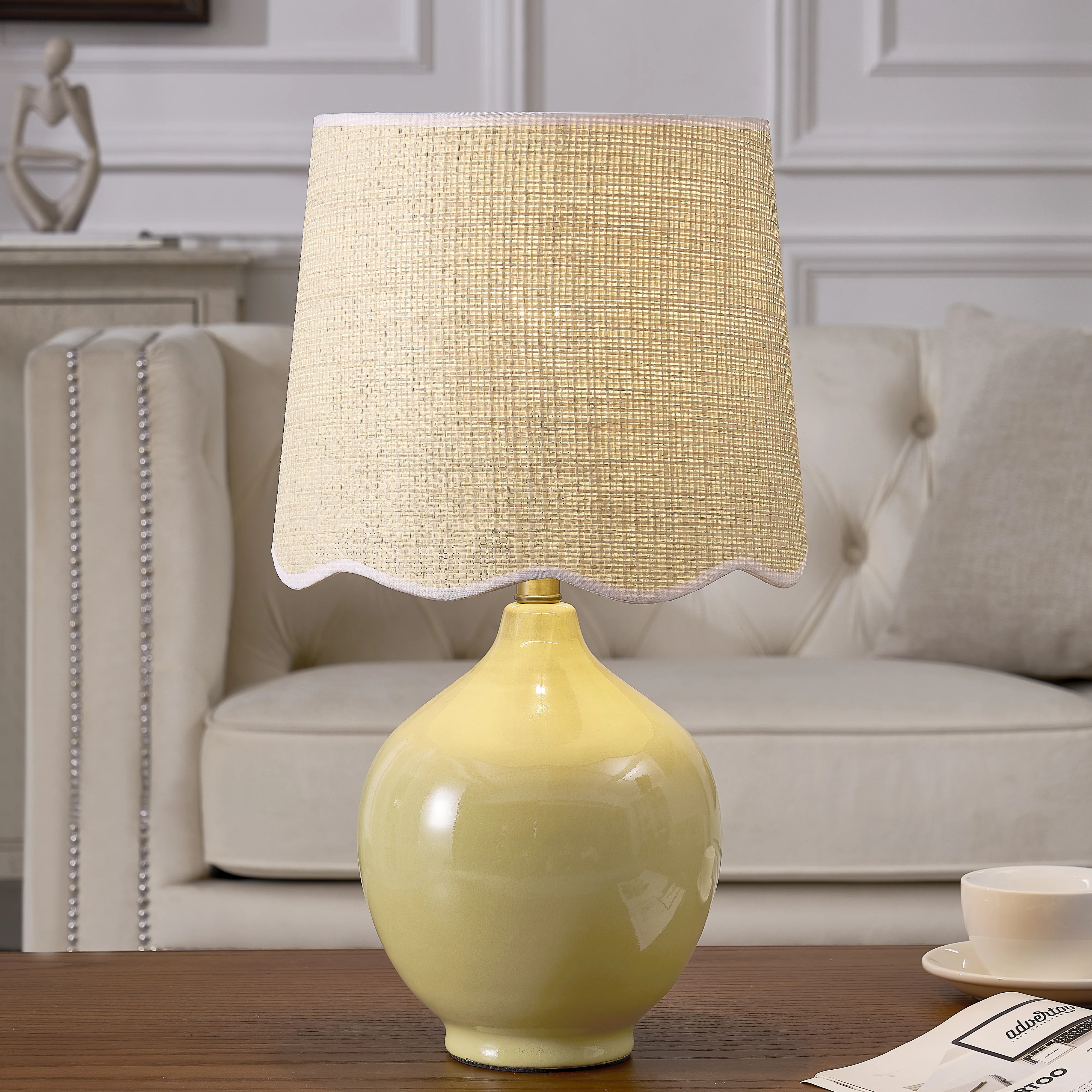 21" Ceramic Table Lamp With Oatmeal Shade | Wayfair North America