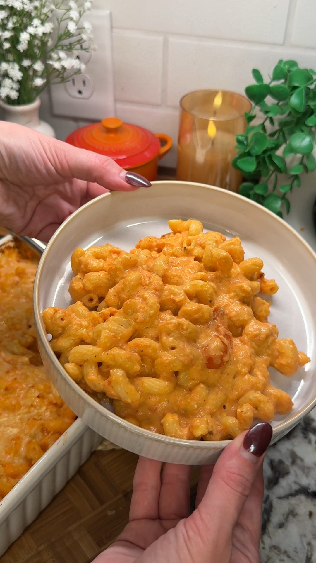 finally trying the viral tomato & feta pasta! definitely adding this to our weeknight meal rotation🍅✨ so quick, easy & insanely delicious

Ingredients:
- 24 oz cherry tomatoes
- 2 blocks feta cheese
- 1 garlic head, cut in half
- 1-2 tbsp olive oil
- 1 tsp each Italian seasoning, salt & pepper
*bake at 400°F for 25-30 minutes until tomatoes are blistered and cheese is melted. blend!

- 1 box cavatappi pasta
- shredded parmesan cheese
*broil for 2-4 minutes until cheese is bubbly

#LTKSeasonal #LTKHome #LTKFamily