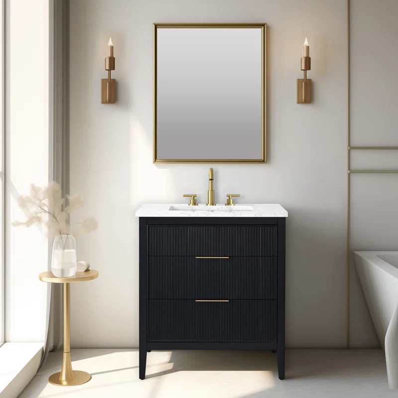 30'' Single Bathroom Vanity with Engineered Stone Top | Wayfair North America