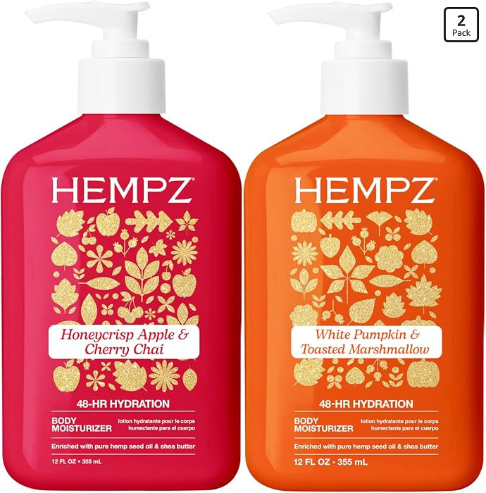 Hempz Fall Lotion Set, White Pumpkin & Marshmallow and Honeycrisp Apple & Cider Moisturizers, Sea... | Amazon (US)