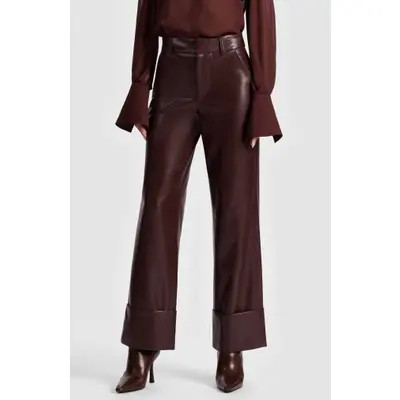 Alice + Olivia Alexander High Waist Faux Leather Pants in Off White at Nordstrom, Size 6 | Nordstrom