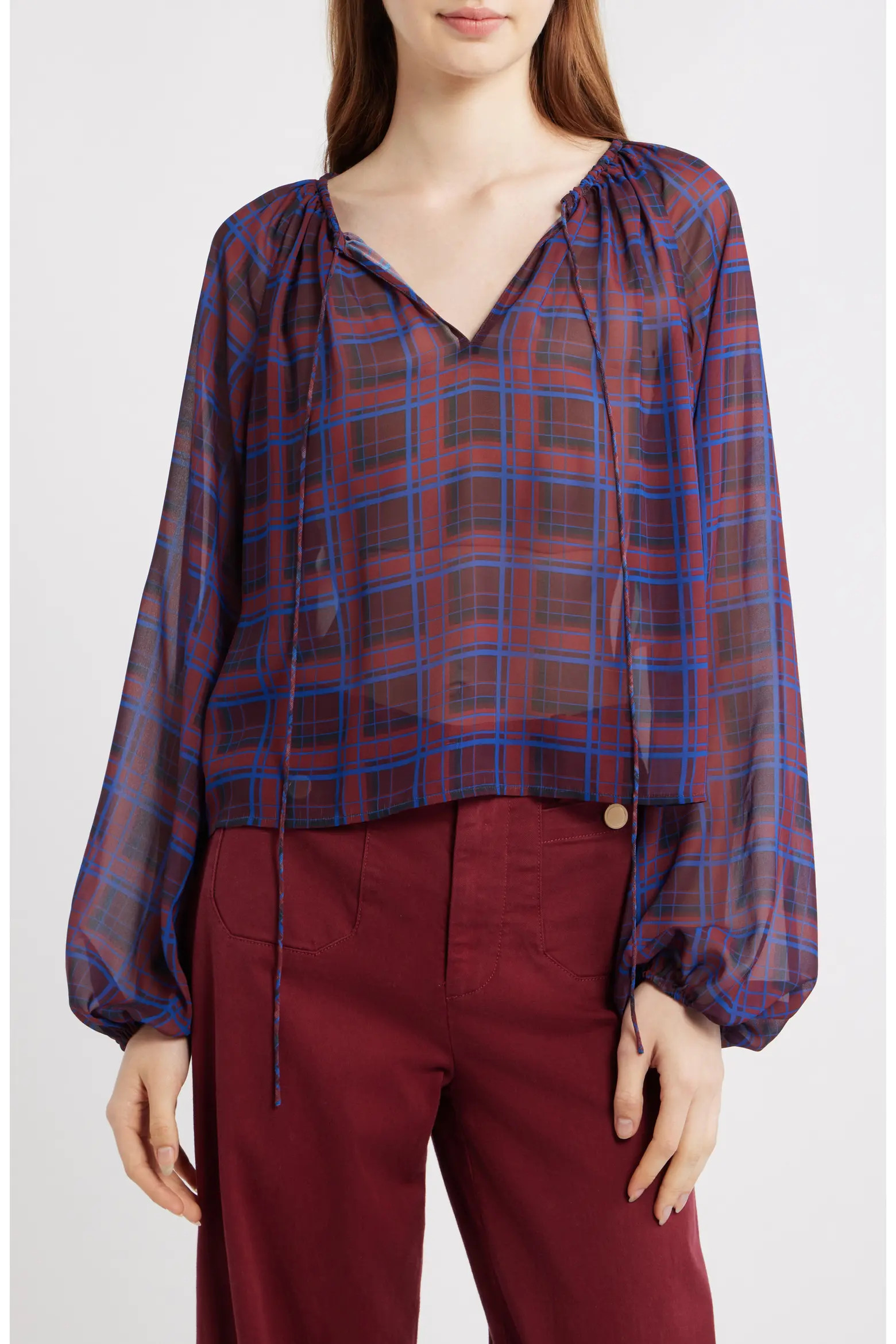 Plaid Balloon Top (Women) | Nordstrom | Nordstrom