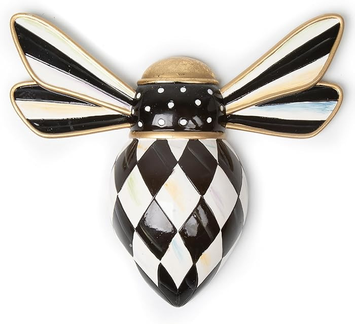 MACKENZIE-CHILDS Bee, Hanging Bee Decoration, Black-and-White Courtly Check | Amazon (US)