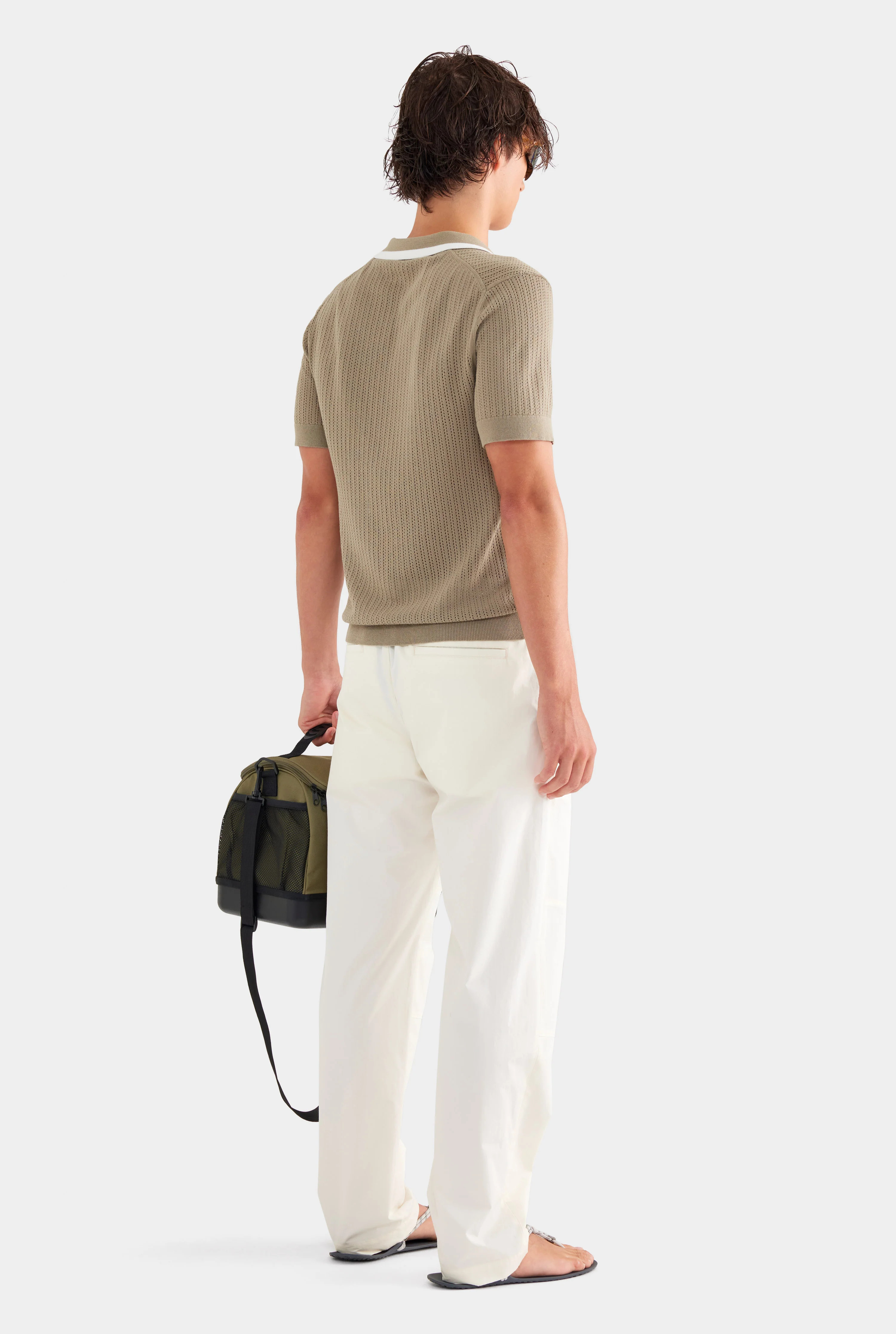 Mens Panelled Poplin Trouser in Cream | Venroy | Venroy AU