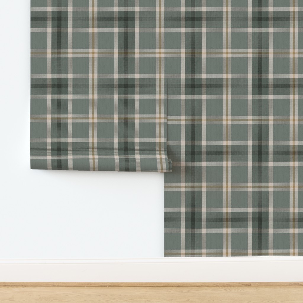 L Heritage Tartan Plaid in Woodland Sage Green - Equestrian Autumn Check Wallpaper | Spoonflower | Spoonflower