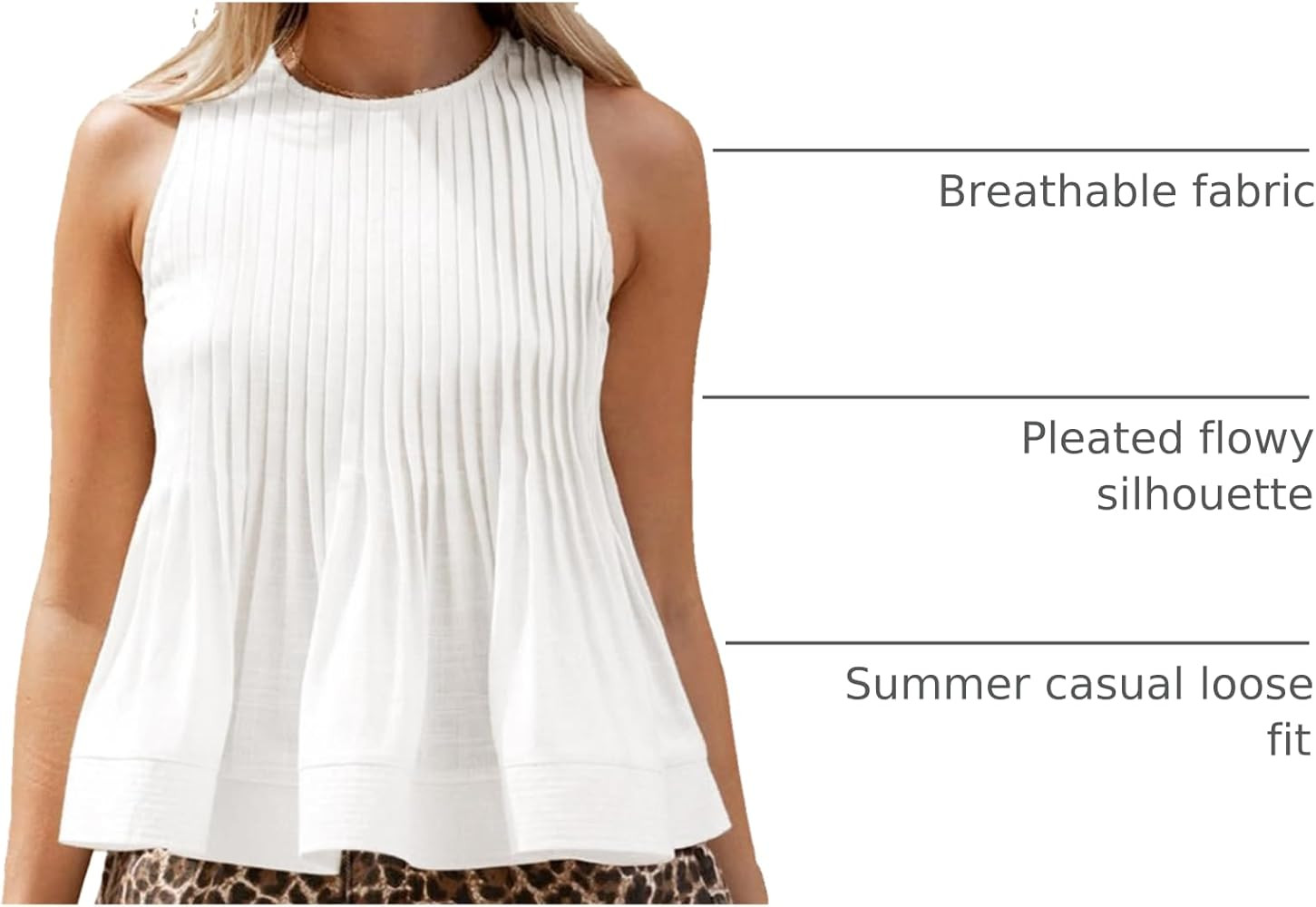 Cicy Bell Womens Summer Peplum Tops Casual Babydoll Sleeveless Cotton Tank Tops Flowy Pleated Shi... | Amazon (US)