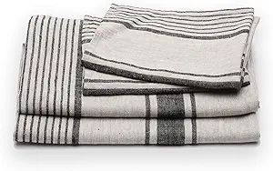 LinenMe Set of 2 Bath and 2 Hand Towels Provence, Black Natural Striped, 39 by 57 inch and 18 by ... | Amazon (US)