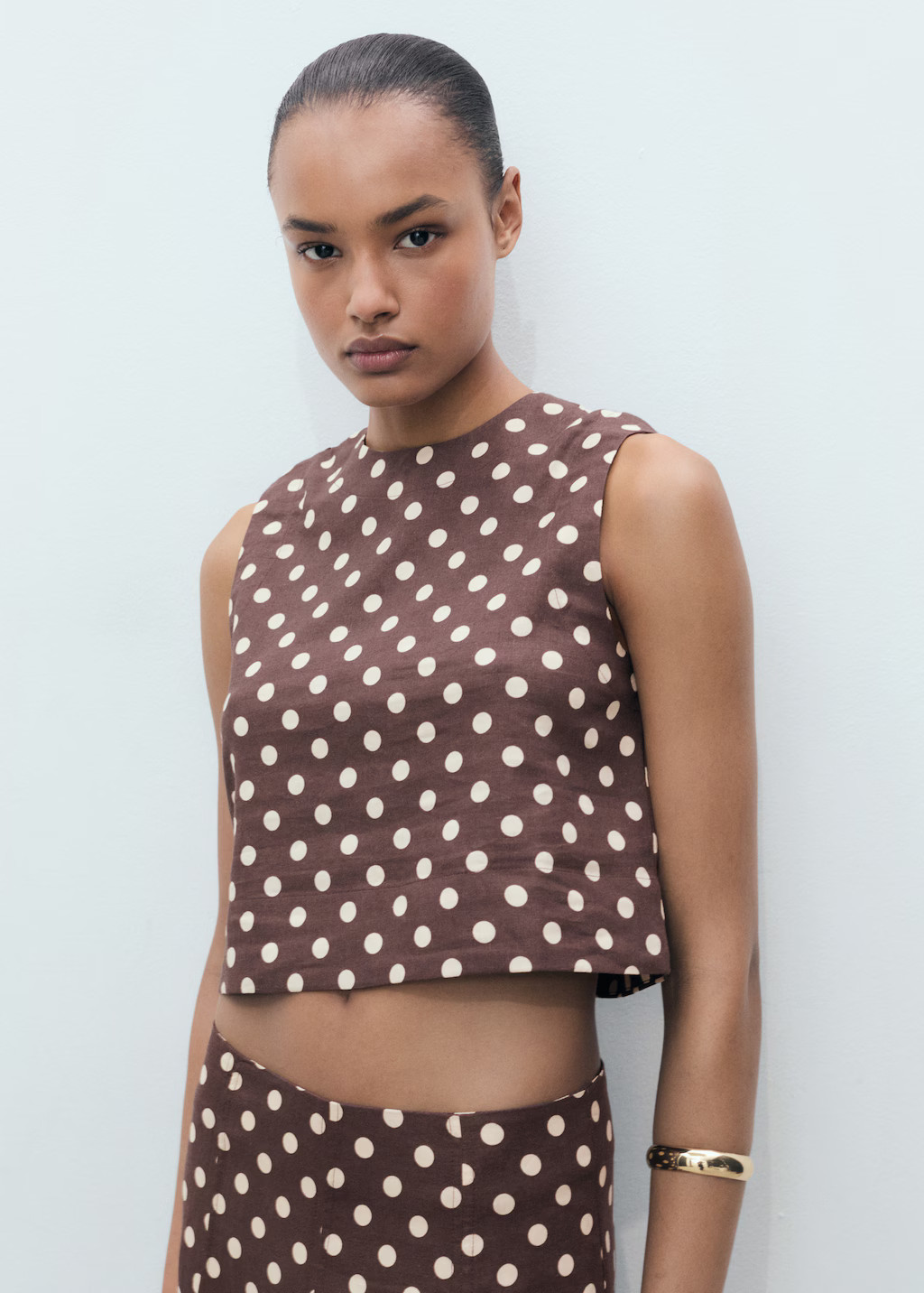 Polka-dot linen crop top - Women | MANGO USA | Mango (US/MX/AU)
