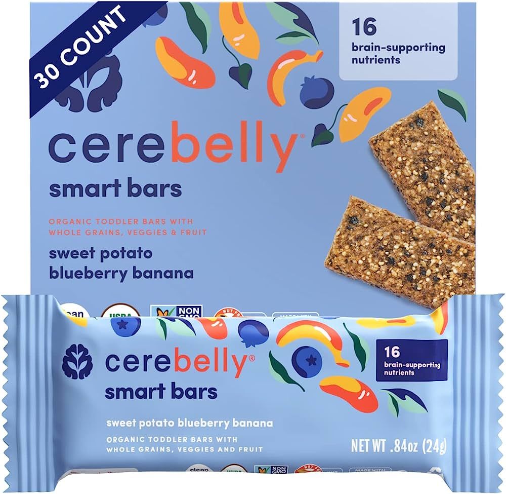 Cerebelly Toddler Snack Bars – Organic Sweet Potato Blueberry Banana Smart Bars (Pack of 30), H... | Amazon (US)