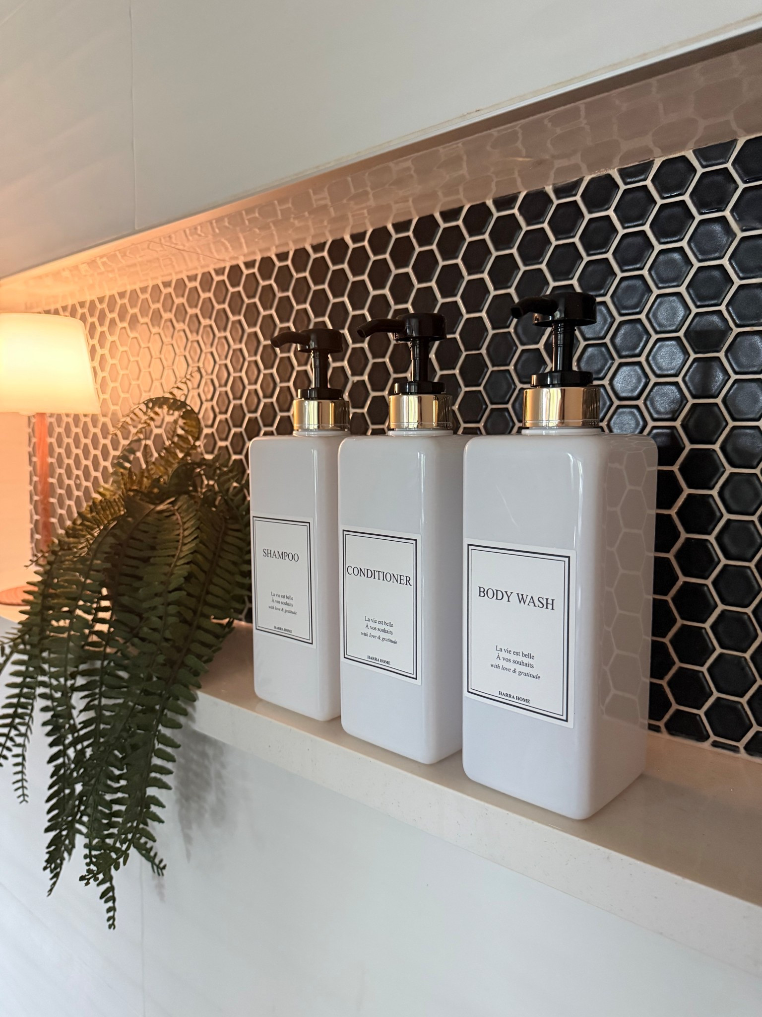 An elegant addition to the shower… chic shampoo/conditioner bottles🤍
Simple and affordable and so worth it! 