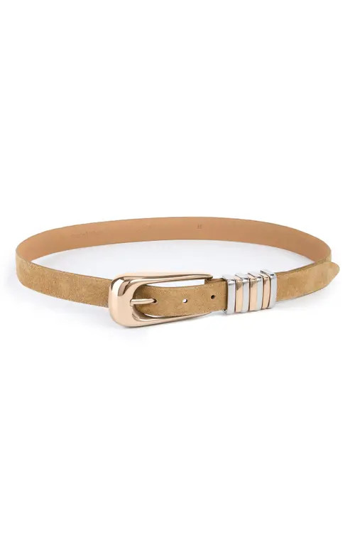 Ettika Two-Tone Keeper Leather Belt in Shiitake at Nordstrom, Size Large | Nordstrom