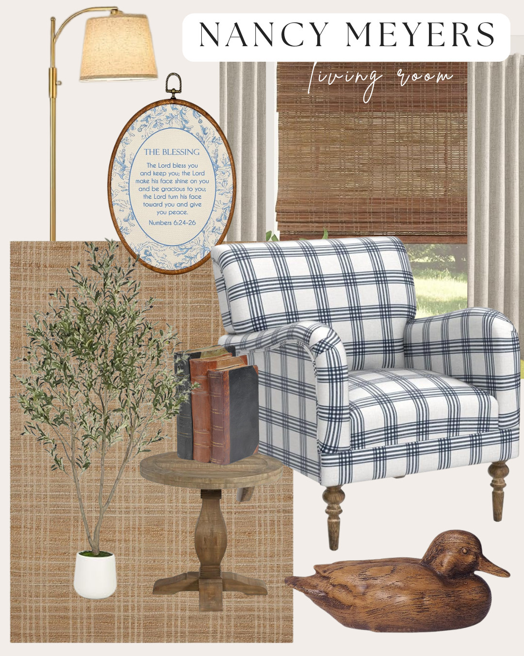 If Nancy Meyers made a movie about slow faith-filled living… this would be the living room 🕊️

Soft textures, cozy chairs, thrifted charm, and a blessing on the wall — this space feels peaceful, grounded, and just a little romantic. Sharing everything I used to pull this look together — from the plaid chair to the woven blinds and my favorite little duck 🦆

✨ Tap to shop the details and create your own cozy corner.

#nancymeyersaesthetic #ltkhome #budgetfriendlydecor #simplelivingstyle #cozycorner #plaidchair #faithathome 

 #LTKHome