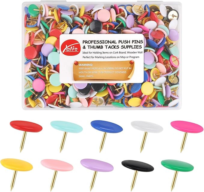 Yalis Thumb Tacks 400-count, Colors Plastic Roundness Push Pins Decorative Tacks for Corkboard (C... | Amazon (US)