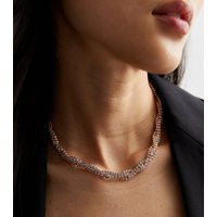 Rose Gold Diamanté Plaited Necklace New Look | New Look (UK)