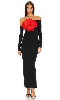 MISCREANTS Charlotte Rose Dress in Black & Red Rose from Revolve.com | Revolve Clothing (Global)