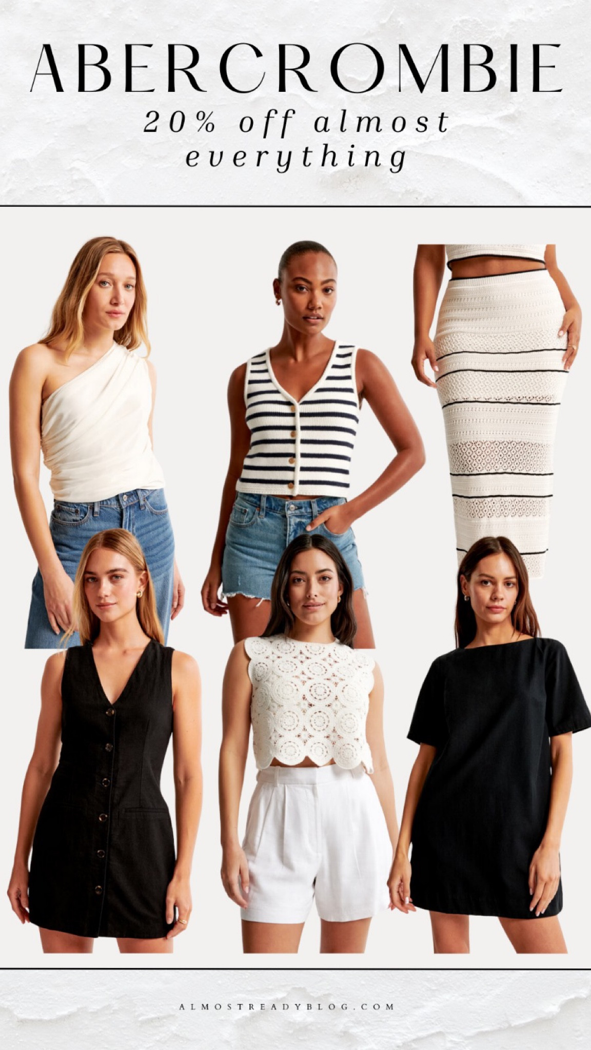 Abercrombie 20% off almost everything, sweater vest, one shoulder top, crochet top, crochet skirt 

#LTKFindsUnder50 #LTKSaleAlert #LTKFindsUnder100