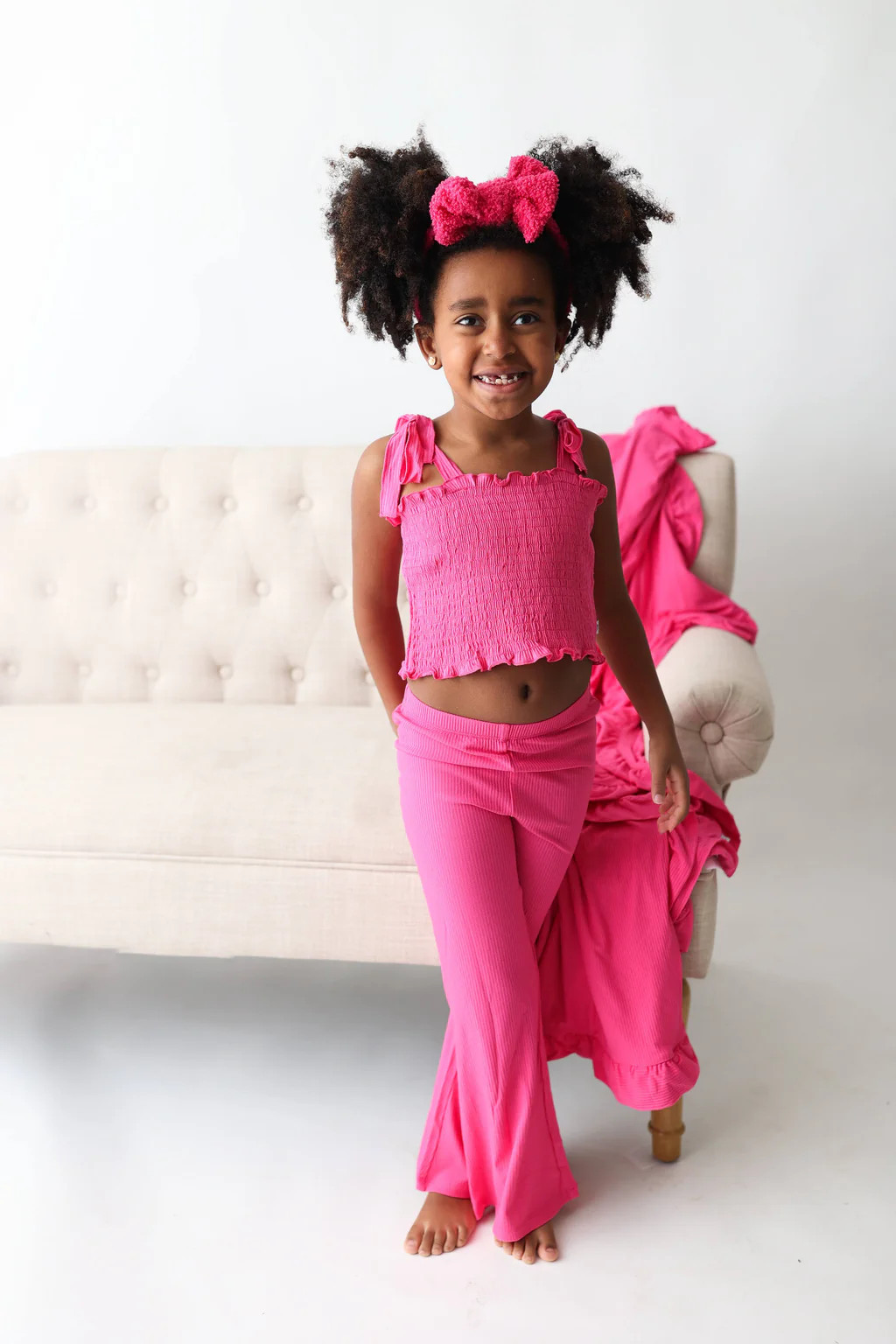 HOT PINK RIB DREAM SMOCKED FLARE SET | Dream Big Little Co.
