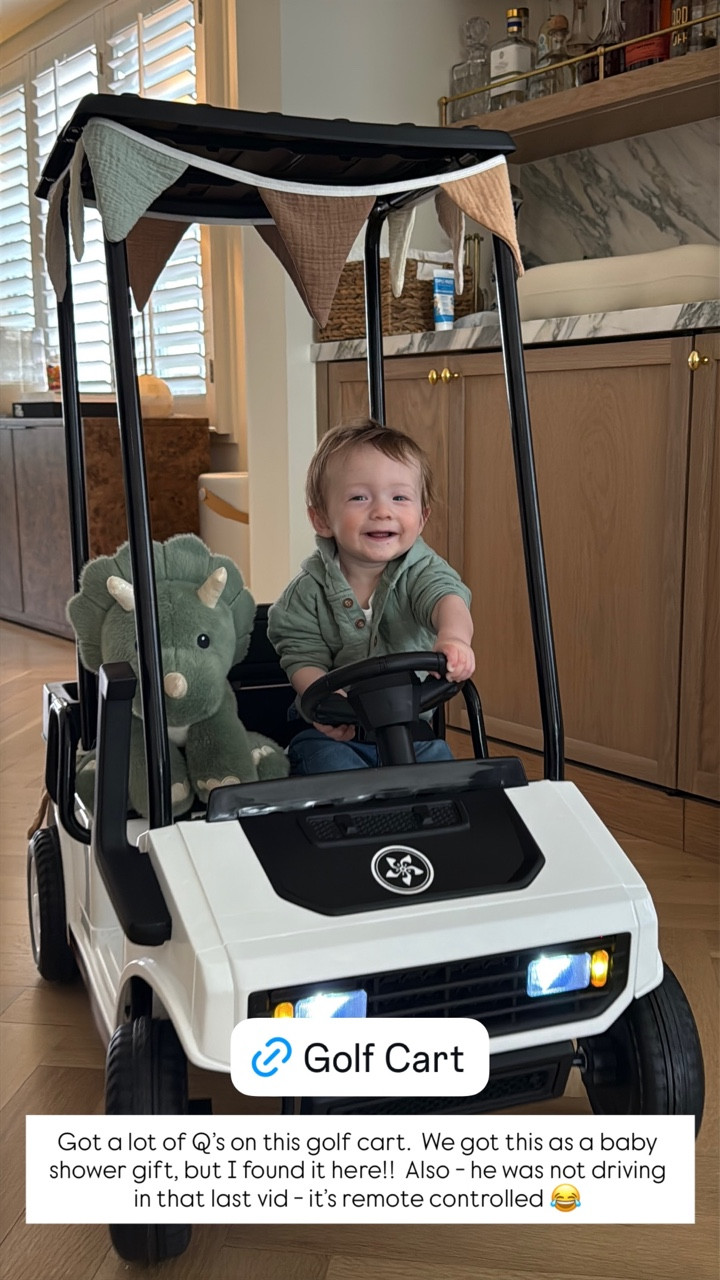 Got a lot of Q's on this golf cart. We got this as a baby shower gift, but I found it here!! Also - he was not driving in that last vid - it's remote controlled 😂

#LTKKids #LTKmomlife #LTKHome