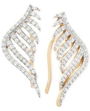 wrapped Diamond Leaf Ear Cuff Earrings (1/3 ct. t.w.) in 10k Yellow Gold, Created for Macy's | Macys (US)