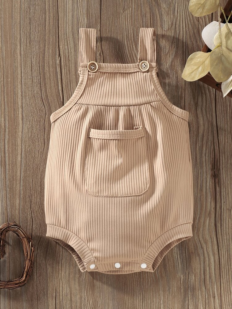 Baby Ribbed Pocket Front Cami Bodysuit | SHEIN