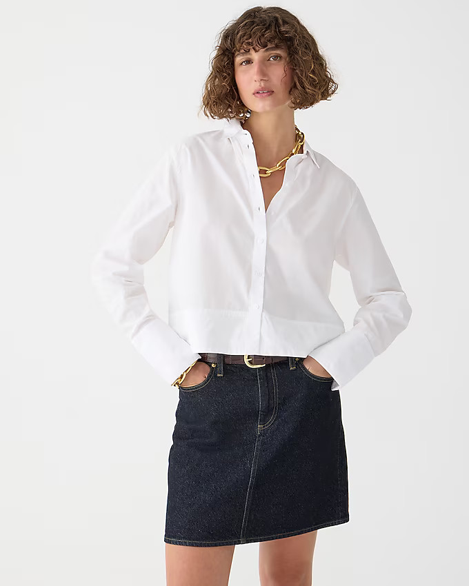 Cropped garçon shirt in cotton poplin | J. Crew US