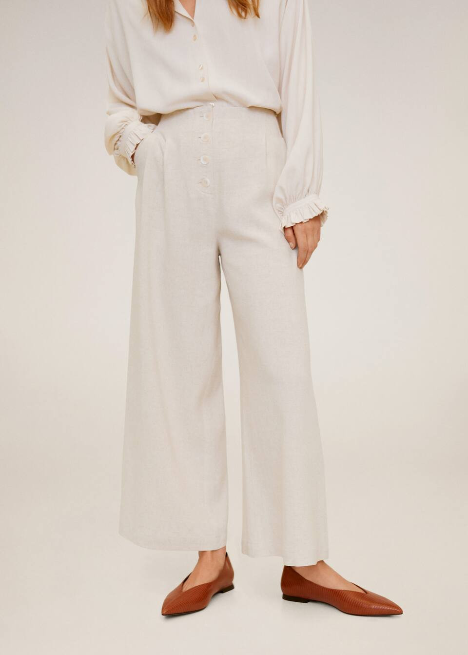 Linen-blend culotte trousers | MANGO (US)