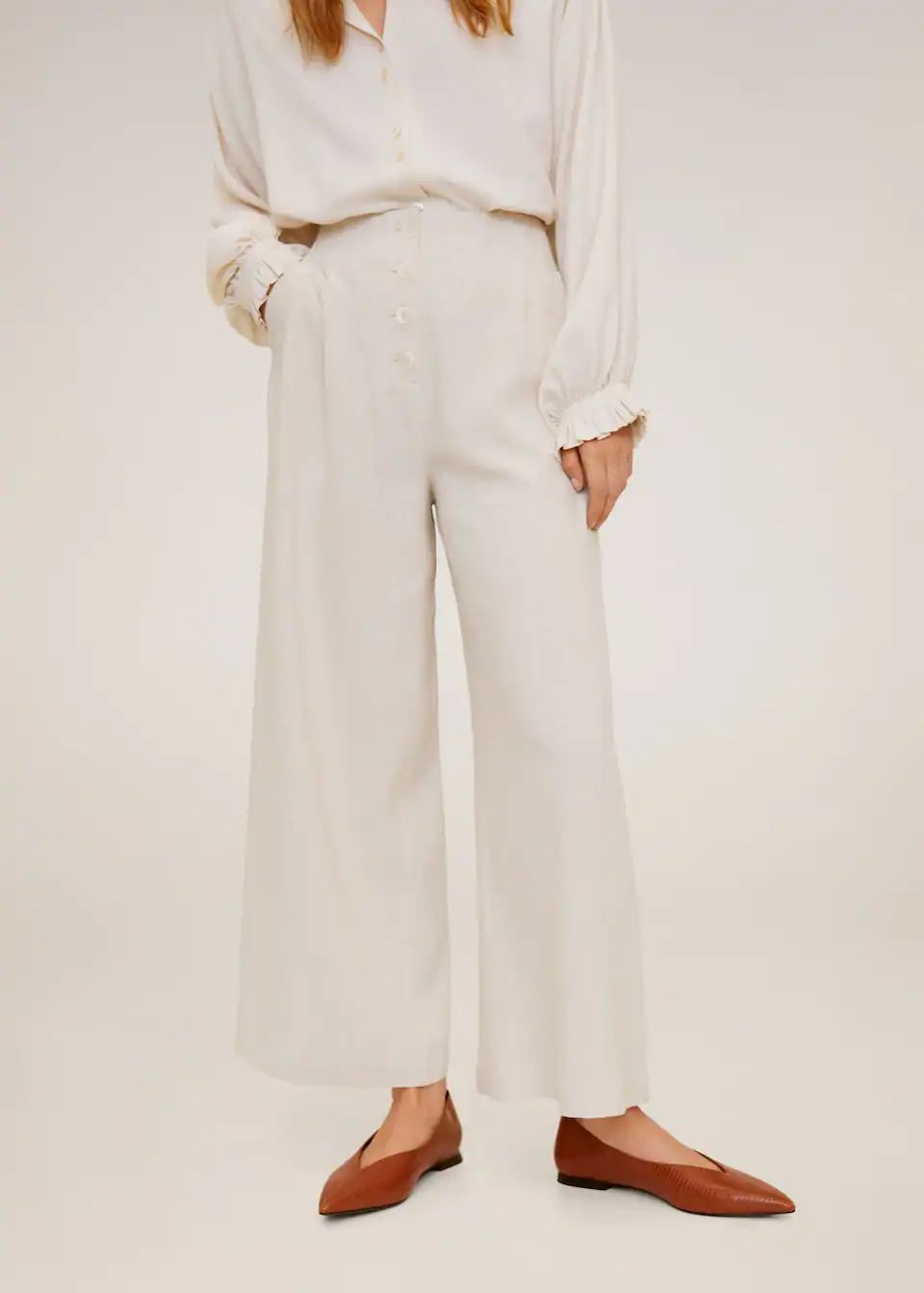 Linen-blend culotte trousers | MANGO (US)