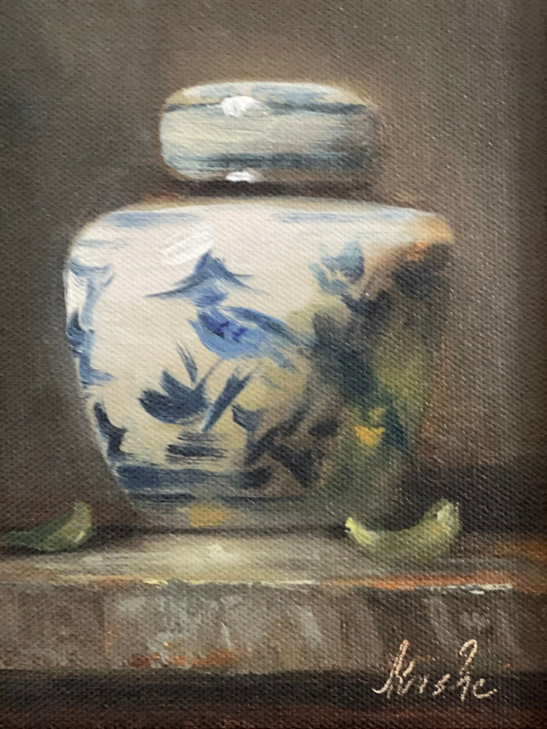 ART PRINT of My Original Oil Painting Blue and White Ginger - Etsy | Etsy (US)