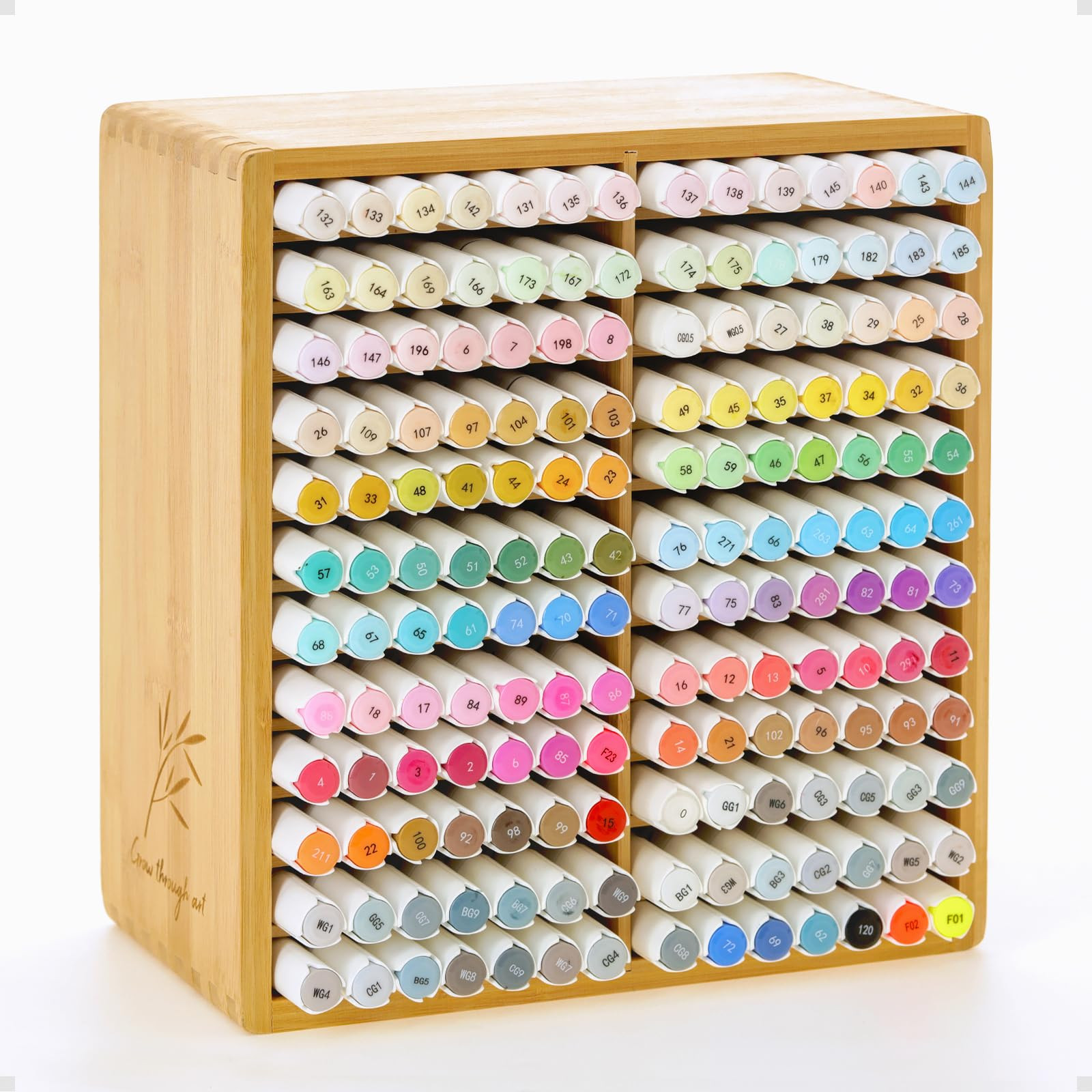 Marker Organizer for 168 Markers,Bamboo Wooden Desk Storage Organizer Rack,Markers Pens Pencils A... | Amazon (US)
