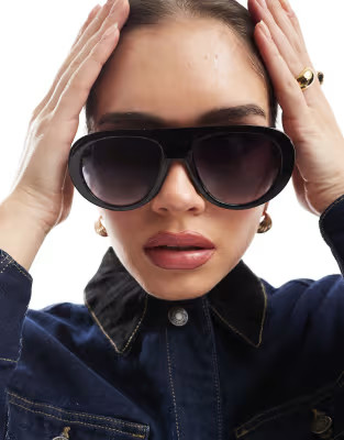 AIRE – Satellie Shield – Pilotensonnenbrille in Schwarz mit Farbverlauf-Gläsern | ASOS (Global)