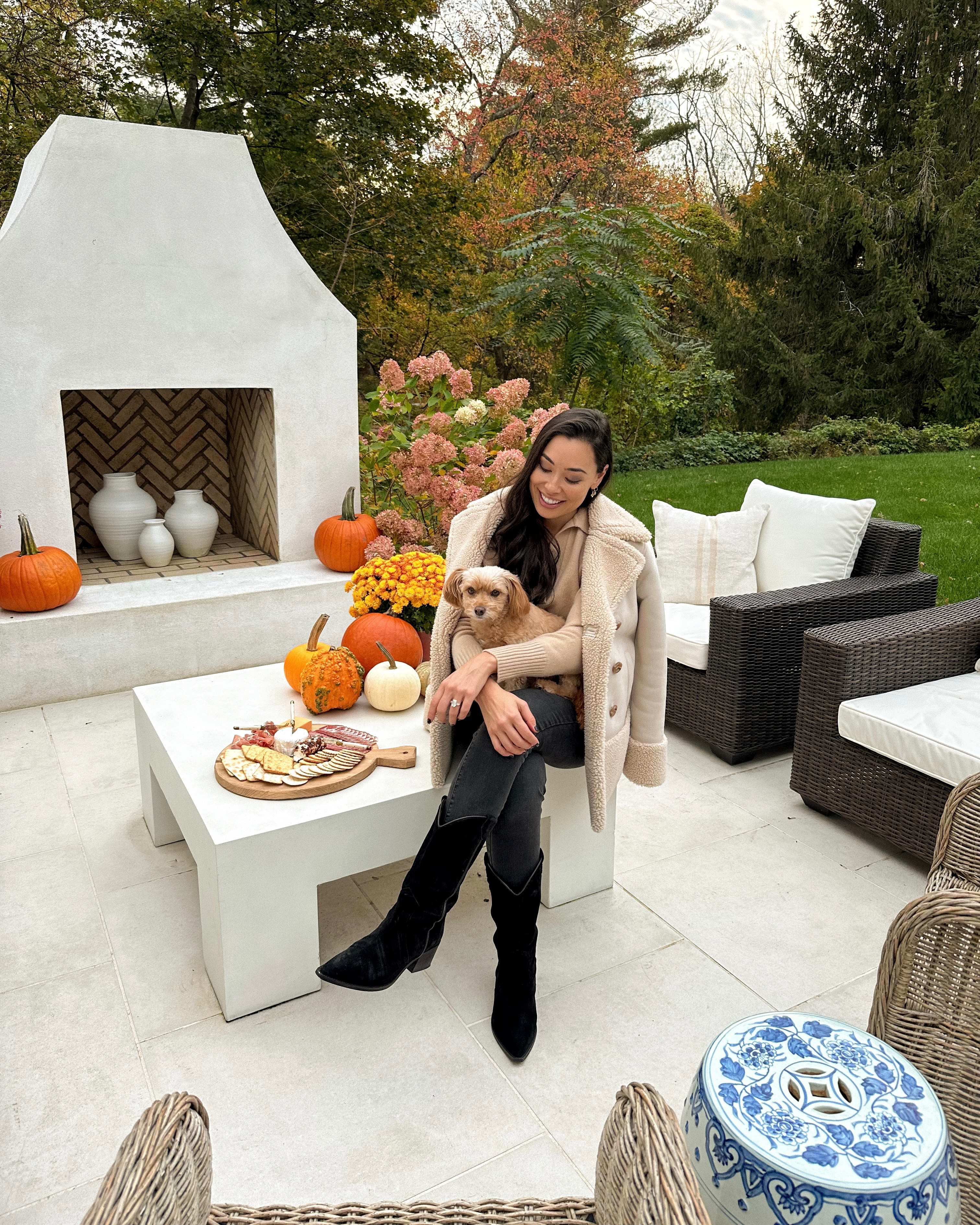 Fall decor, shearling jacket, jeans, boots. 

#LTKHome #LTKHoliday #LTKSeasonal