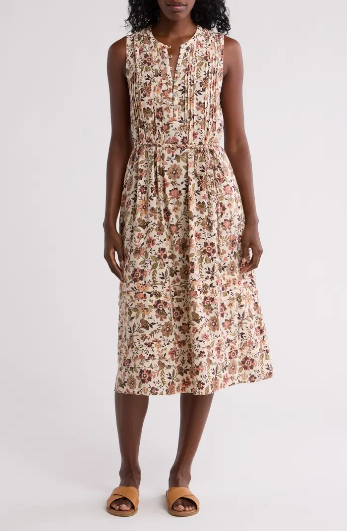 Isha Floral Linen Blend Midi Dress | Nordstrom Rack