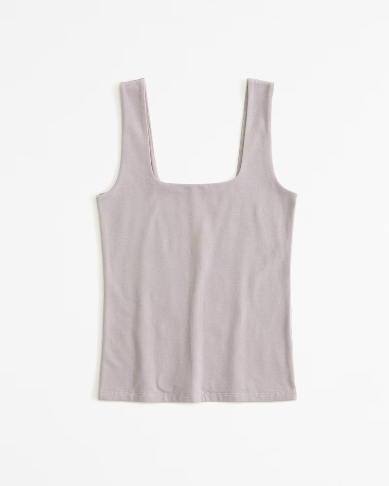 Cotton-Blend Seamless Fabric Squareneck Tank | Abercrombie & Fitch (US)