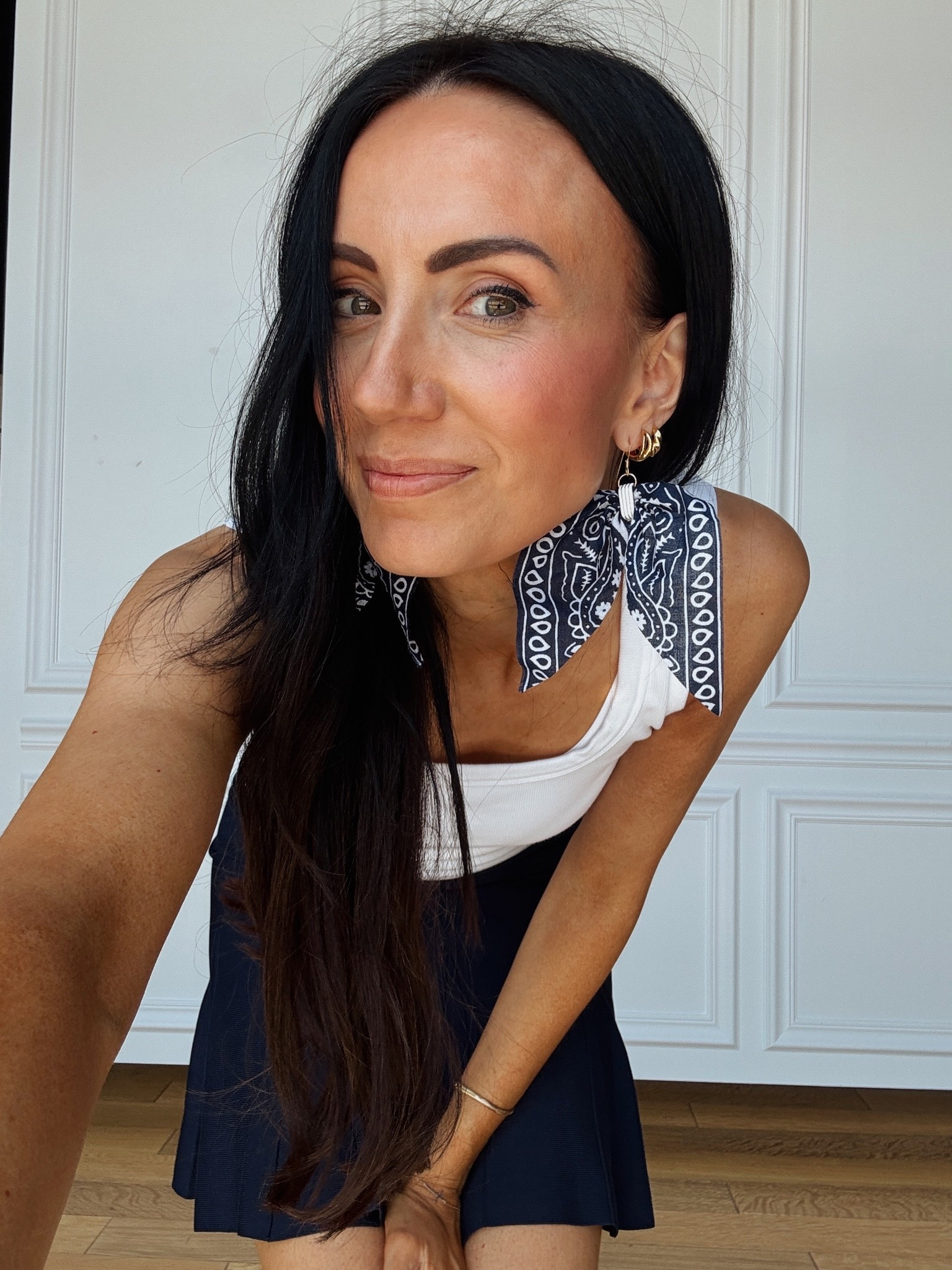 Statement earrings paired with an easy cheap tank. Perfect for Memorial Day and Fourth of July 🇺🇸