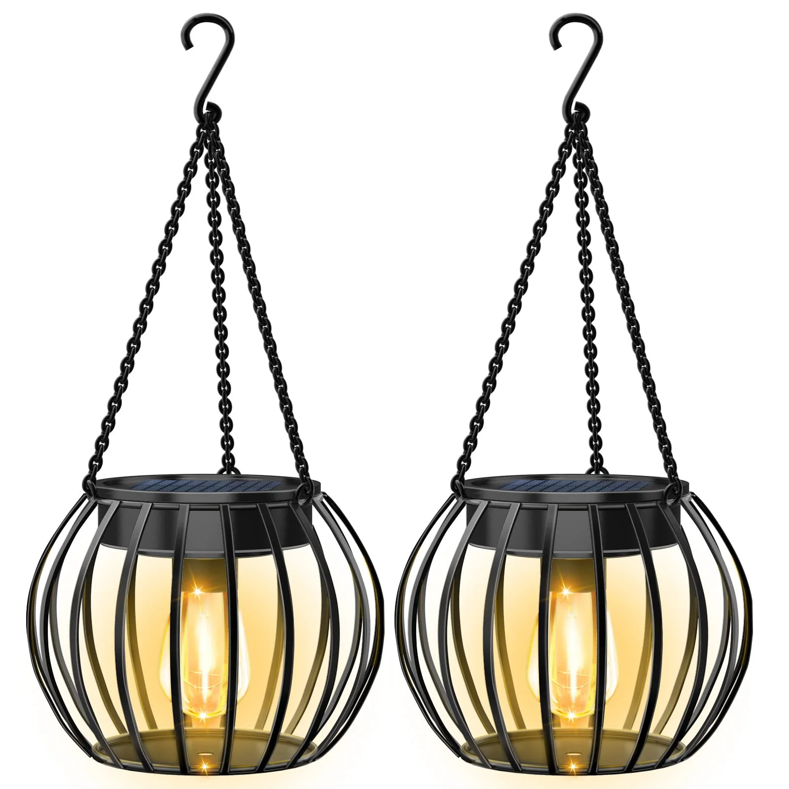 COCOBELA 2Pack Solar Outdoor Lights Upgraded Hanging Solar Lantern Metal Solar Lights Outdoor Wat... | Walmart (US)