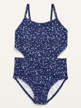 Patterned Cut-Out-Waist One-Piece Swimsuit for Girls | Old Navy (US)